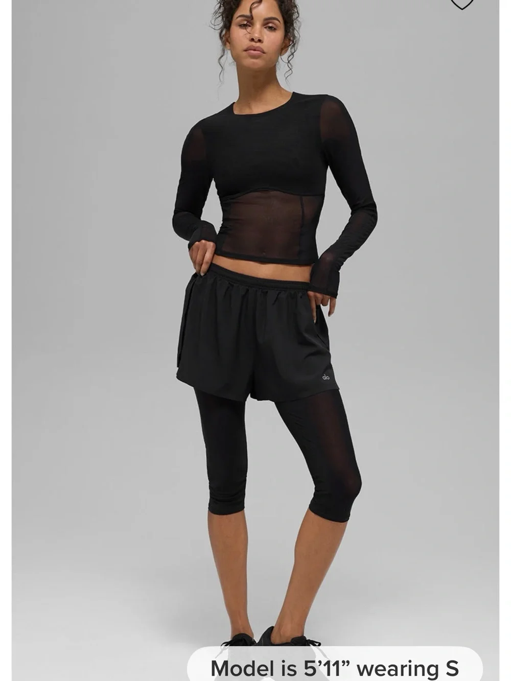 ALO Mesh Front Runner 2 In 1 Short Black Medium NWT